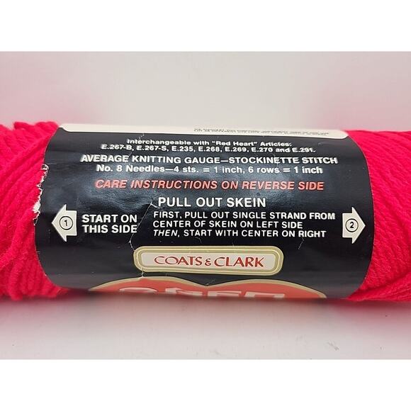 Partial Skein Red Heart Wintuk Worsted Yarn 100% Orlon Acrylic 4 PLY Jockey Red - Picture 5 of 7